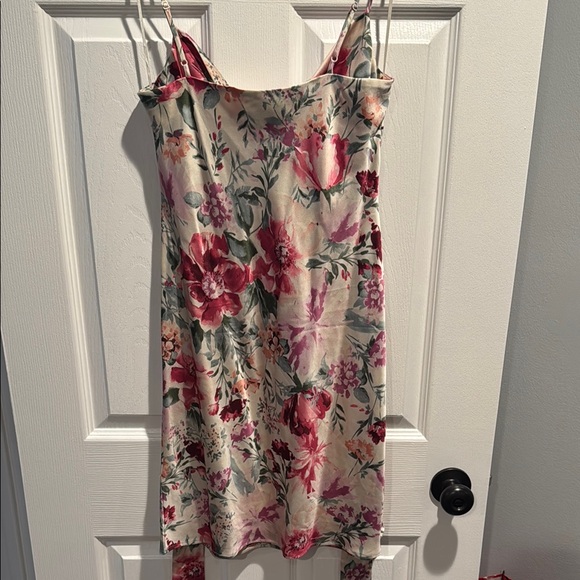 White and Pink Mini Sundress with Spaghetti Straps for Wedding Guest - Picture 3 of 5